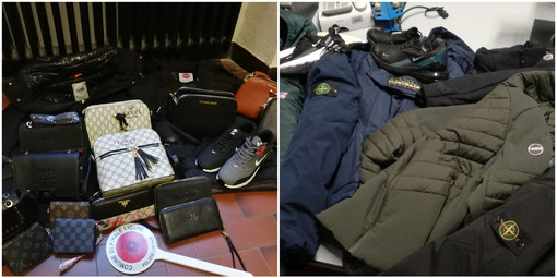 Giacconi, scarpe, borse e ombrelloni: decine di capi sequestrati a Finale dalla Polizia locale