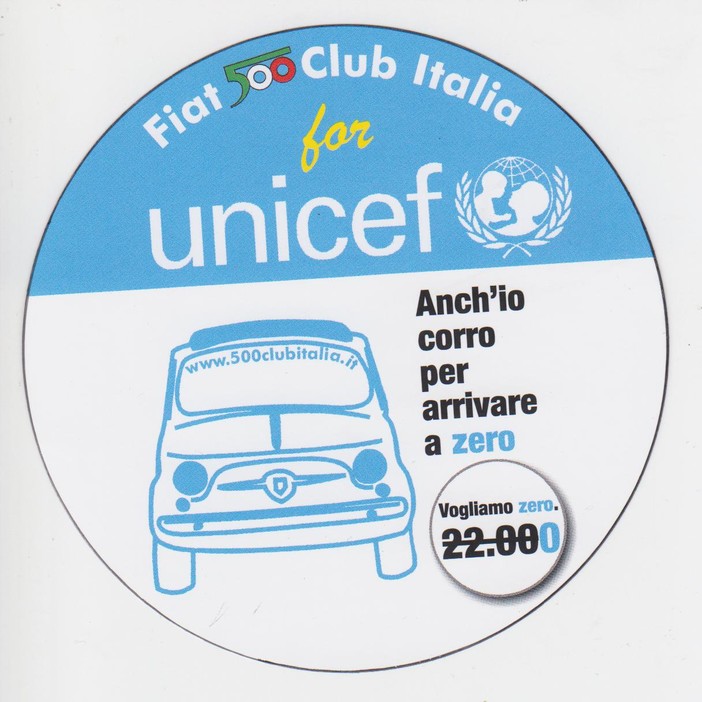 Fiat 500 Club Italia testimonial di Pace per UNICEF nella campagna “Vogliamo Zero”