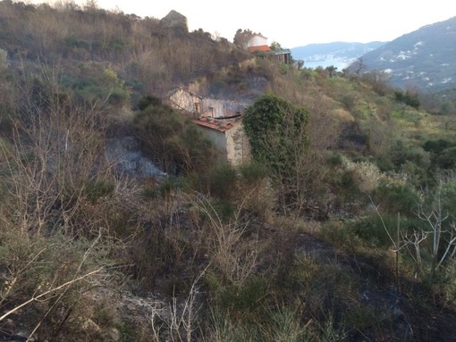 Incendio boschivo sopra Solva nelle alture Alassine, preoccupazione per le case vicine