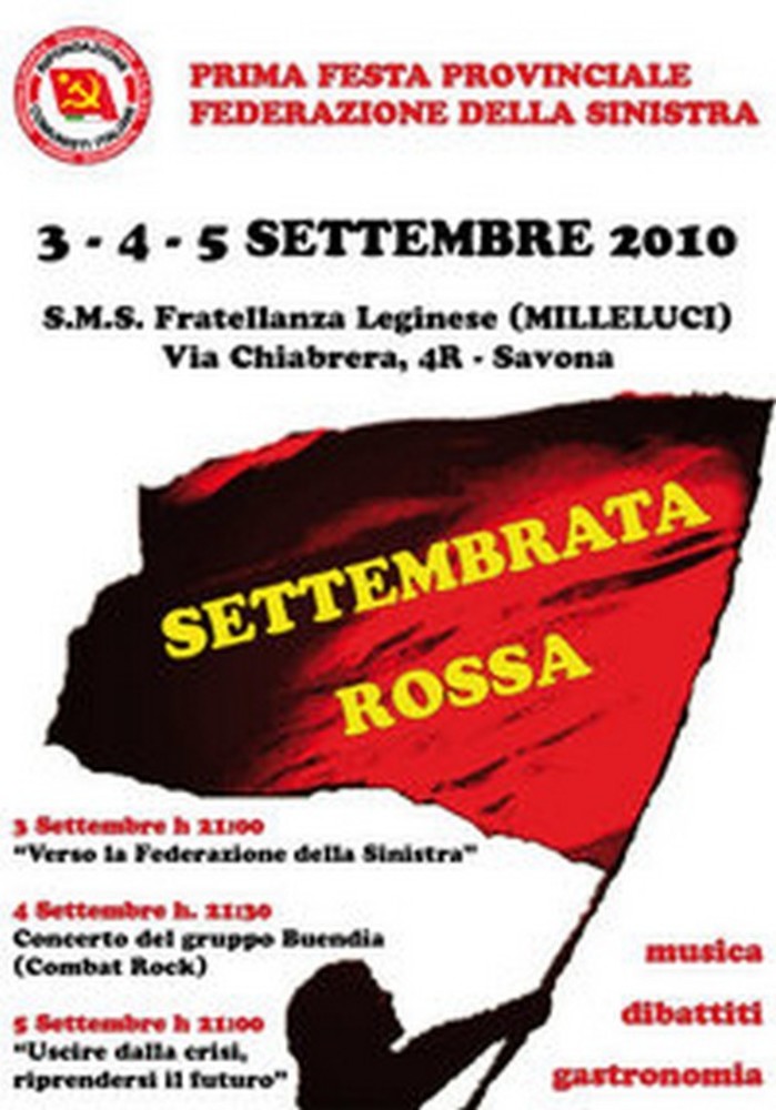 Savona: festa nella Sms di Legino per la &quot;Settembrata Rossa&quot;