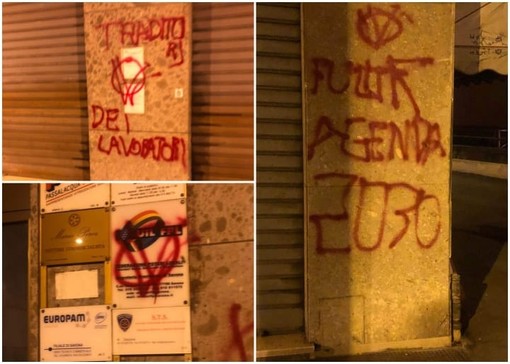 Savona, vandalizzata la sede della Uil di Corso Tardy &amp; Benech: &quot;Traditori dei lavoratori&quot; (FOTO)