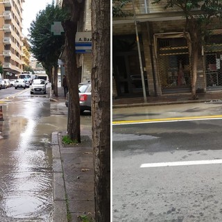 Savona, si rompe un tubo dell’acqua in via Don Minzoni: code e disagi alla viabilità