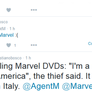 Fan di Capitan America ruba DVD del supereroe: il direttore editoriale della Marvel twitta una faccina triste