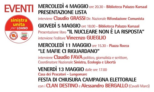 Eventi presentati da &quot;Sinistra unita per Loano&quot;