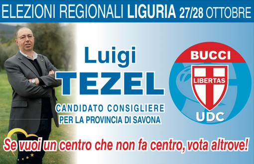 Regionali, l'UDC Liguria ha depositato le liste a sostegno di Bucci. Luigi Tezel nominato responsabile della campagna elettorale nel savonese