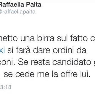 Raffaella Paita la profeta:&quot;Scommetto una birra che @edorixi si farà dare ordini da Berlusconi&quot;