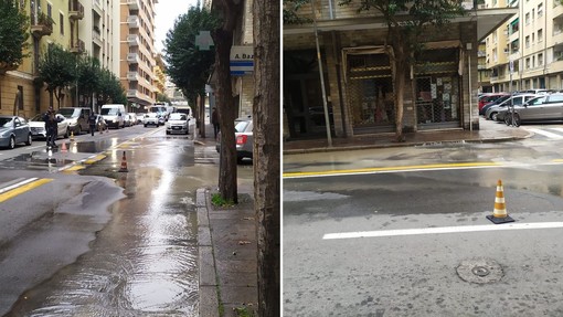 Savona, si rompe un tubo dell’acqua in via Don Minzoni: code e disagi alla viabilità