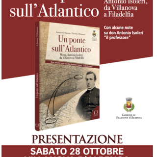 Villanova d'Albenga, il 28 ottobre la presentazione del libro &quot;Un ponte sull’Atlantico&quot;