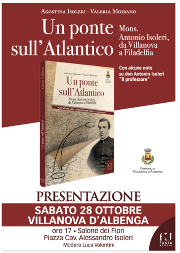 Villanova d'Albenga, il 28 ottobre la presentazione del libro &quot;Un ponte sull’Atlantico&quot;