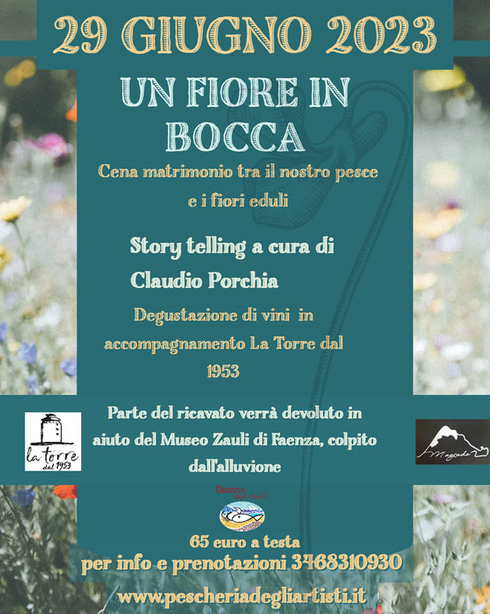 Albissola: l’Osteria La Pescheria degli Artisti propone una cena con i fiori eduli con il profumo della solidarietà.