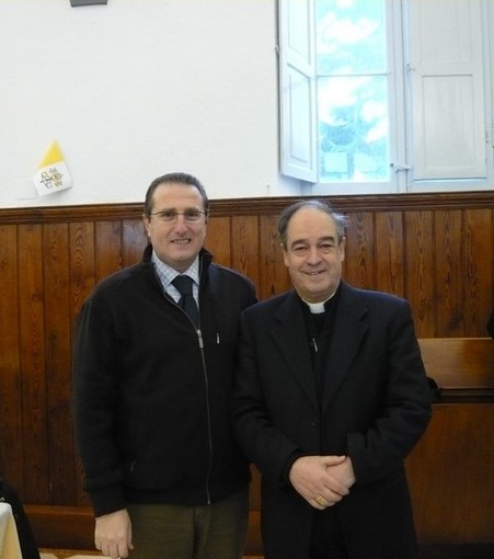 Roberto Pizzorno e il vescovo di Savona mons. Vittorio Lupi