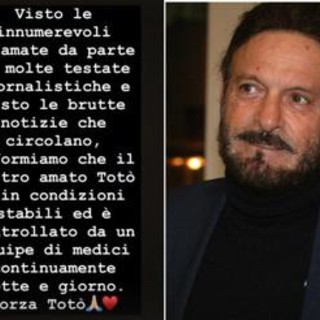 Schillaci in condizioni stabili, sui social il grido di sostegno: &quot;Forza Totò&quot;